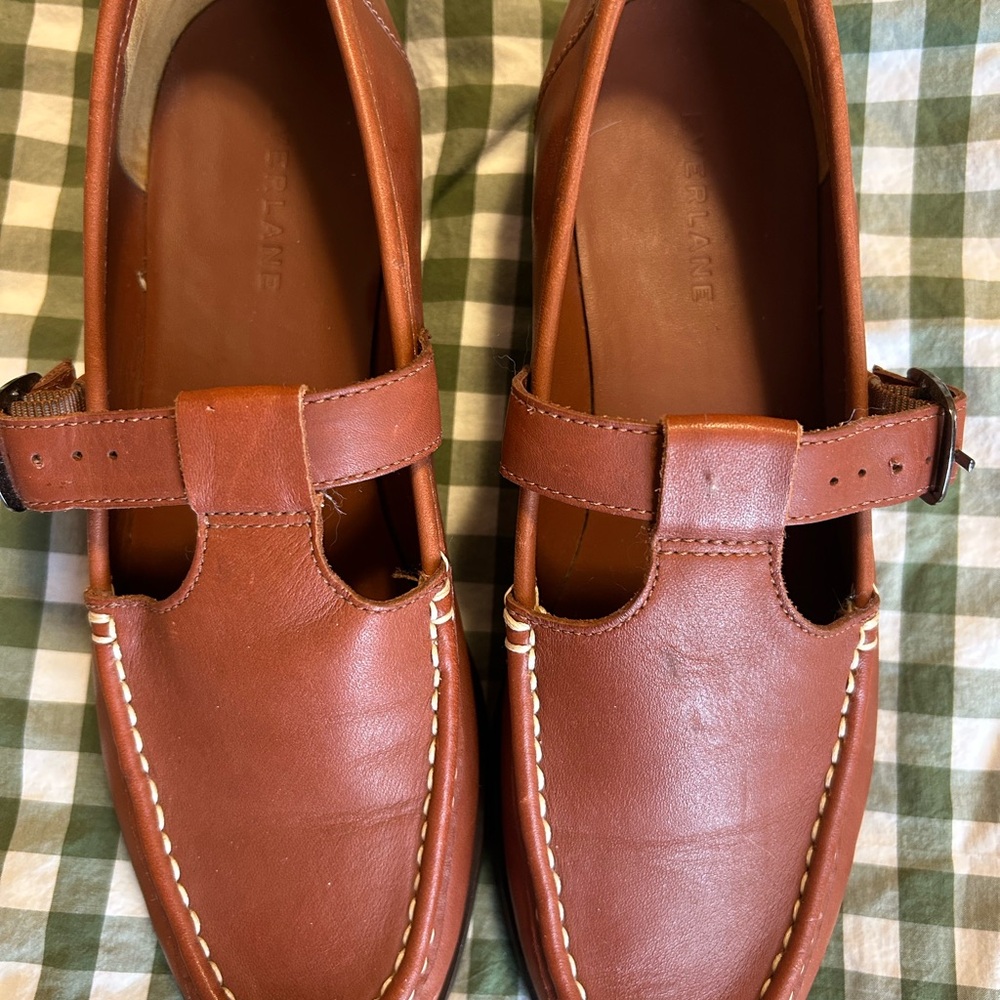 Everlane Brown Leather Mary-Jane Loafers with Buckle